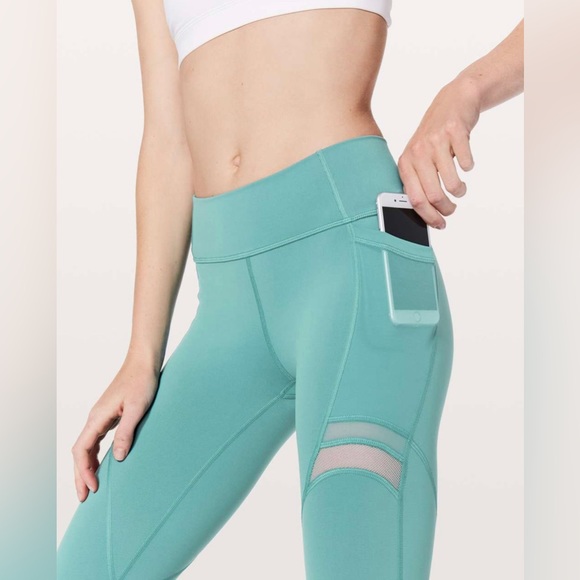 NWT NEW Lululemon Forget The Sweat Crop *21" Turquoise Sea size 10 - Picture 3 of 5